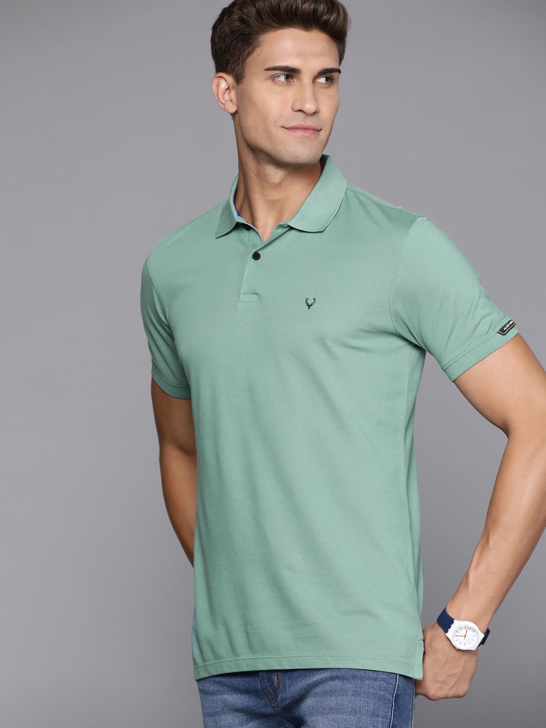 

Allen Solly Men Green Solid Polo Collar T-shirt