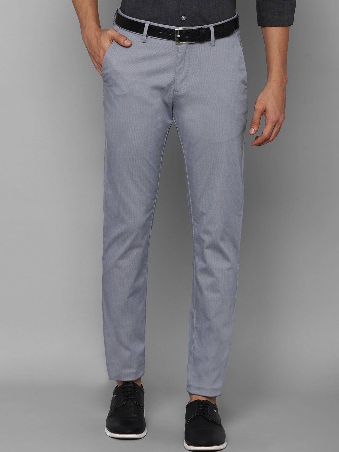 

Allen Solly Men Grey Textured Slim Fit Mid-Rise Casual Trousers