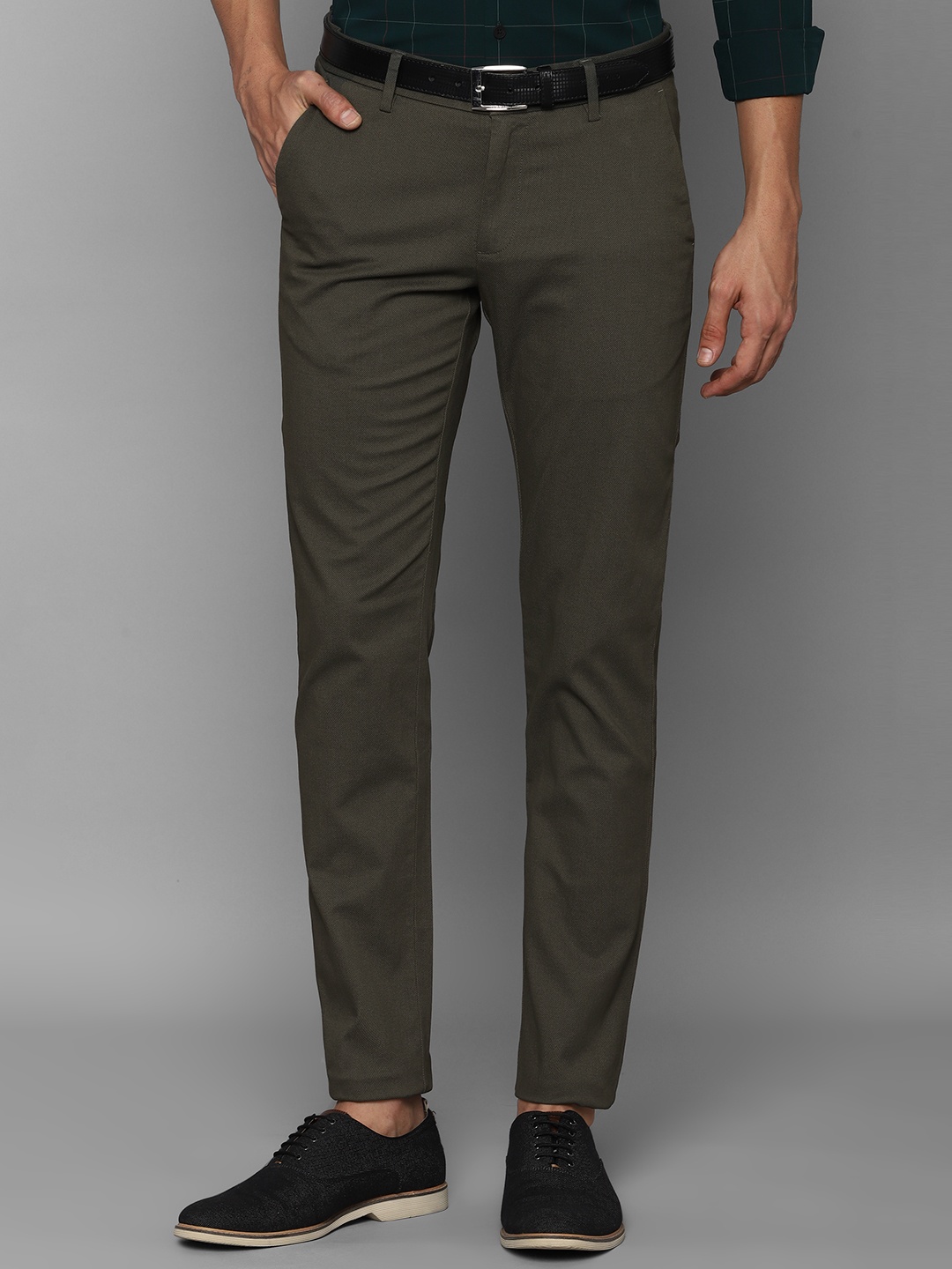 

Allen Solly Men Olive Green Slim Fit Mid-Rise Casual Trousers