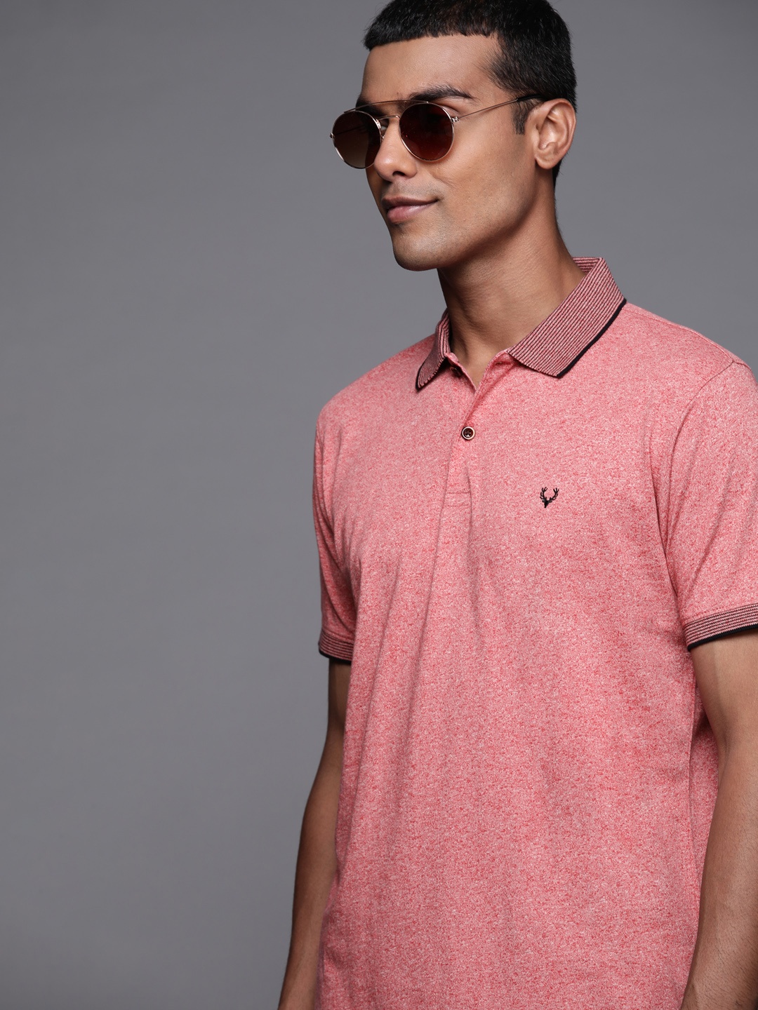

Allen Solly Men Pink Pure Cotton Polo Collar T-shirt