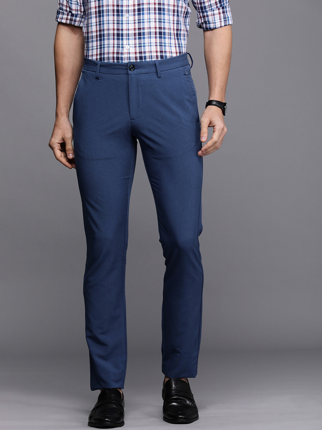 

Allen Solly Men Blue Slim Fit Regular Trousers