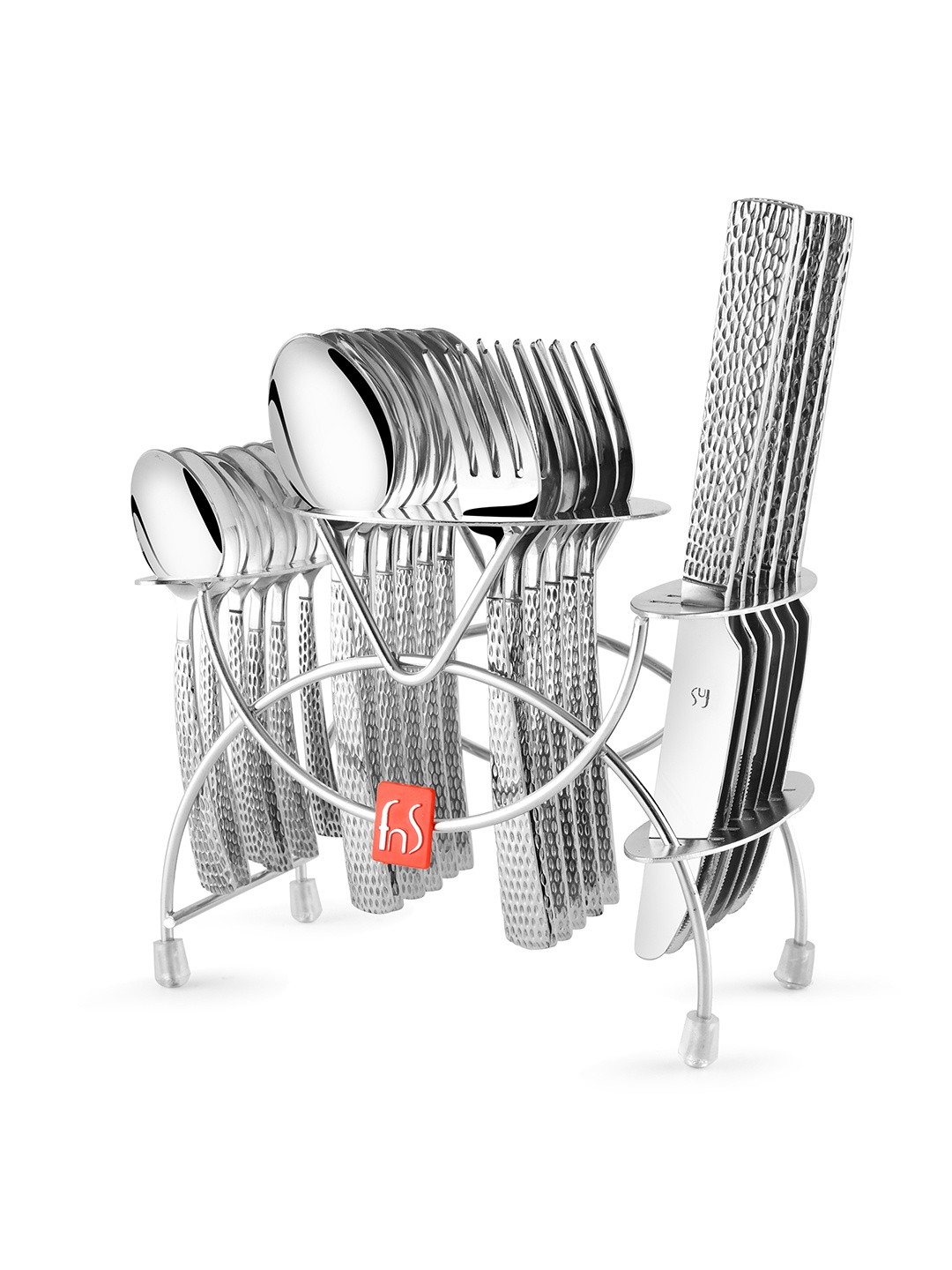 

FNS Set of 24 Silver-Coloured Stainless Steel Mixed Cutlery Set with Stand