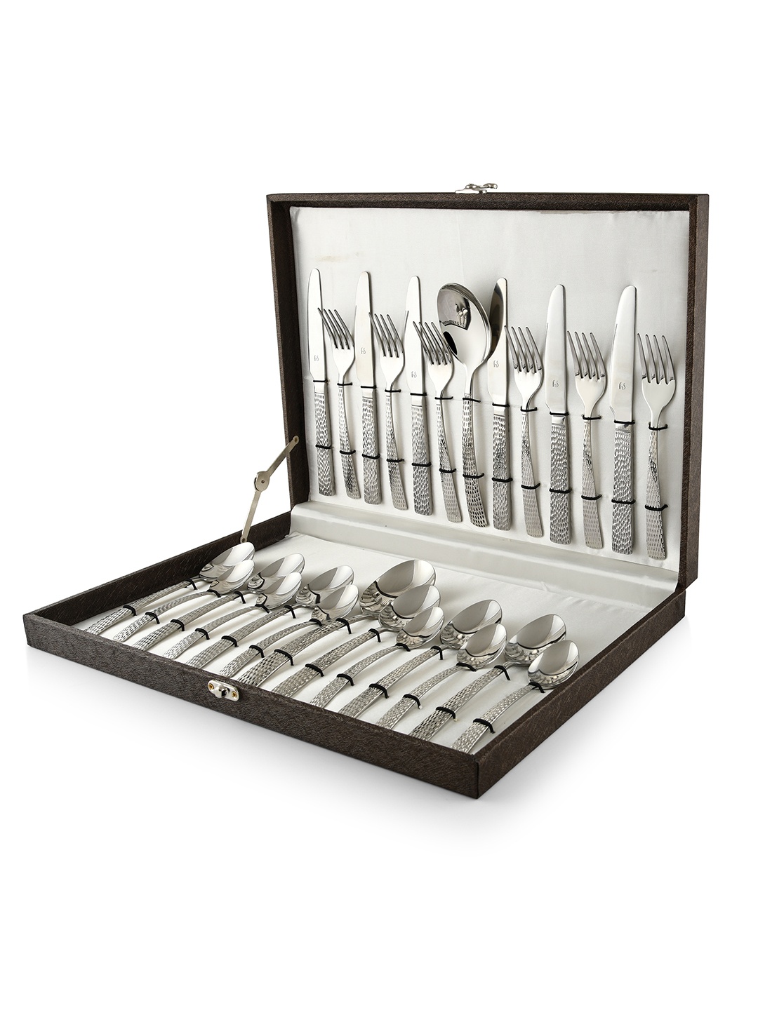 

FNS Silver-Toned 26 Pieces Cutlery Set with Beautiful Leatherite Box