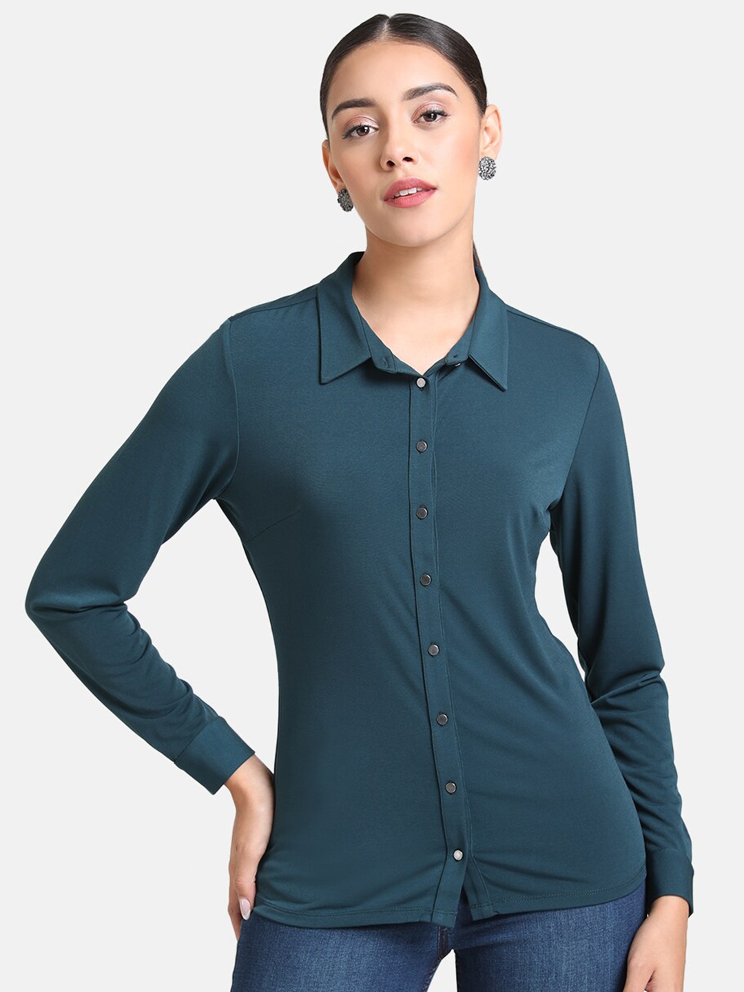 

Kazo Women Green Formal Shirt