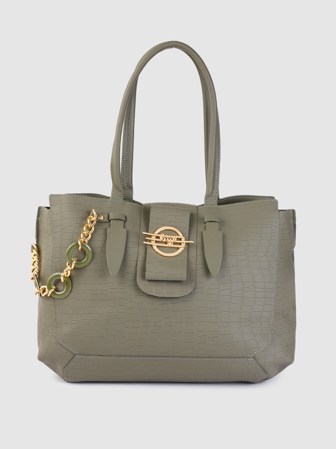 

Baggit Women Olive Green Textured Shoulder Bag