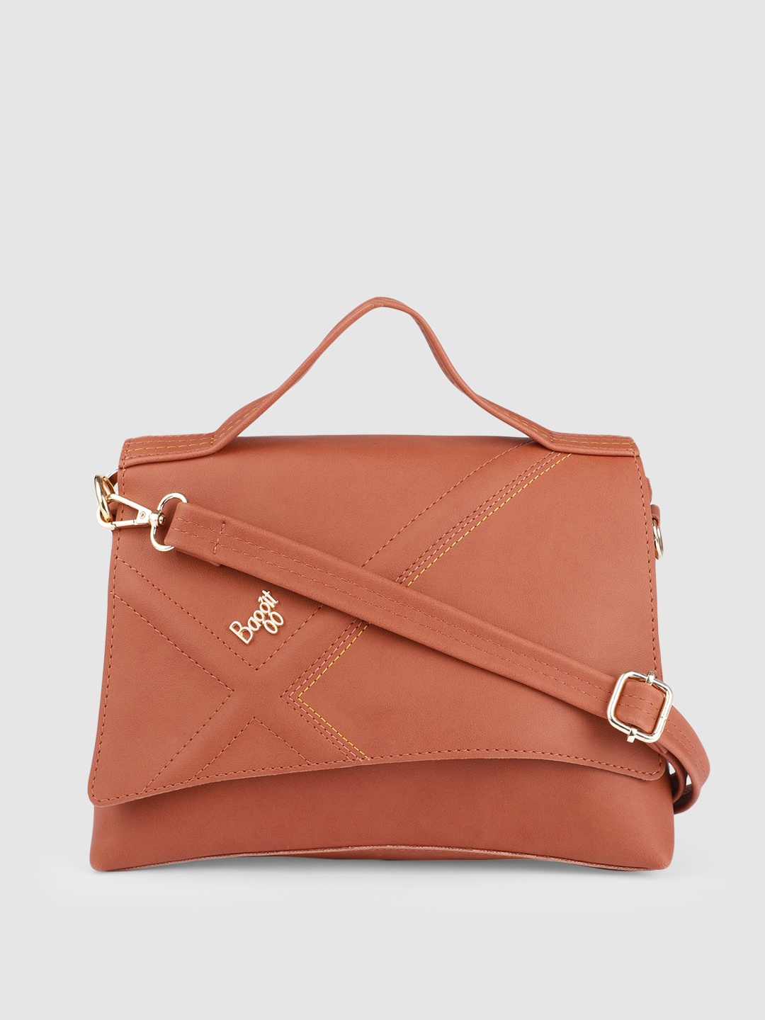 

Baggit Brown Solid Structured Satchel