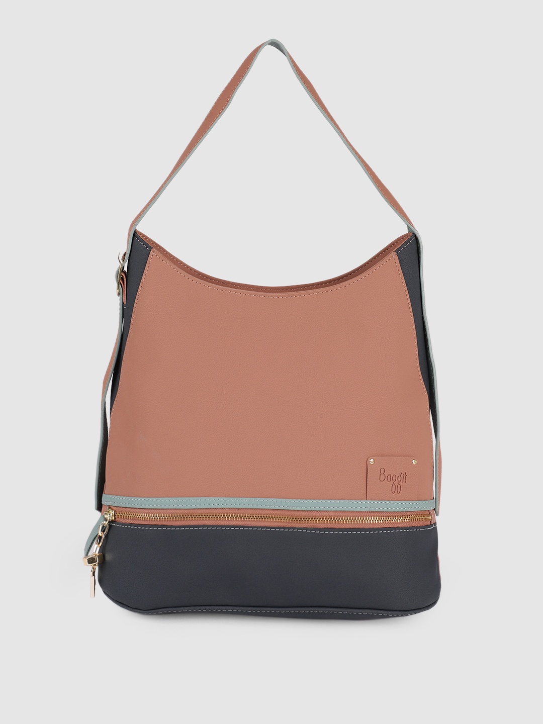 

Baggit Pink Colourblocked Structured Hobo Bag