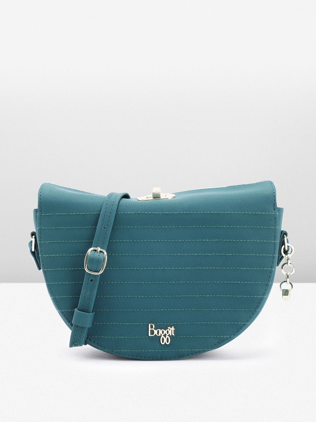 

Baggit Women Textured Sling Bag, Teal