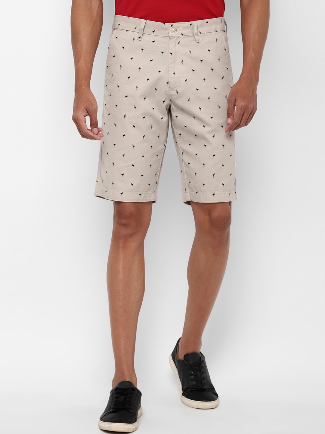 

Allen Solly Men Beige Printed Slim Fit Chino Shorts