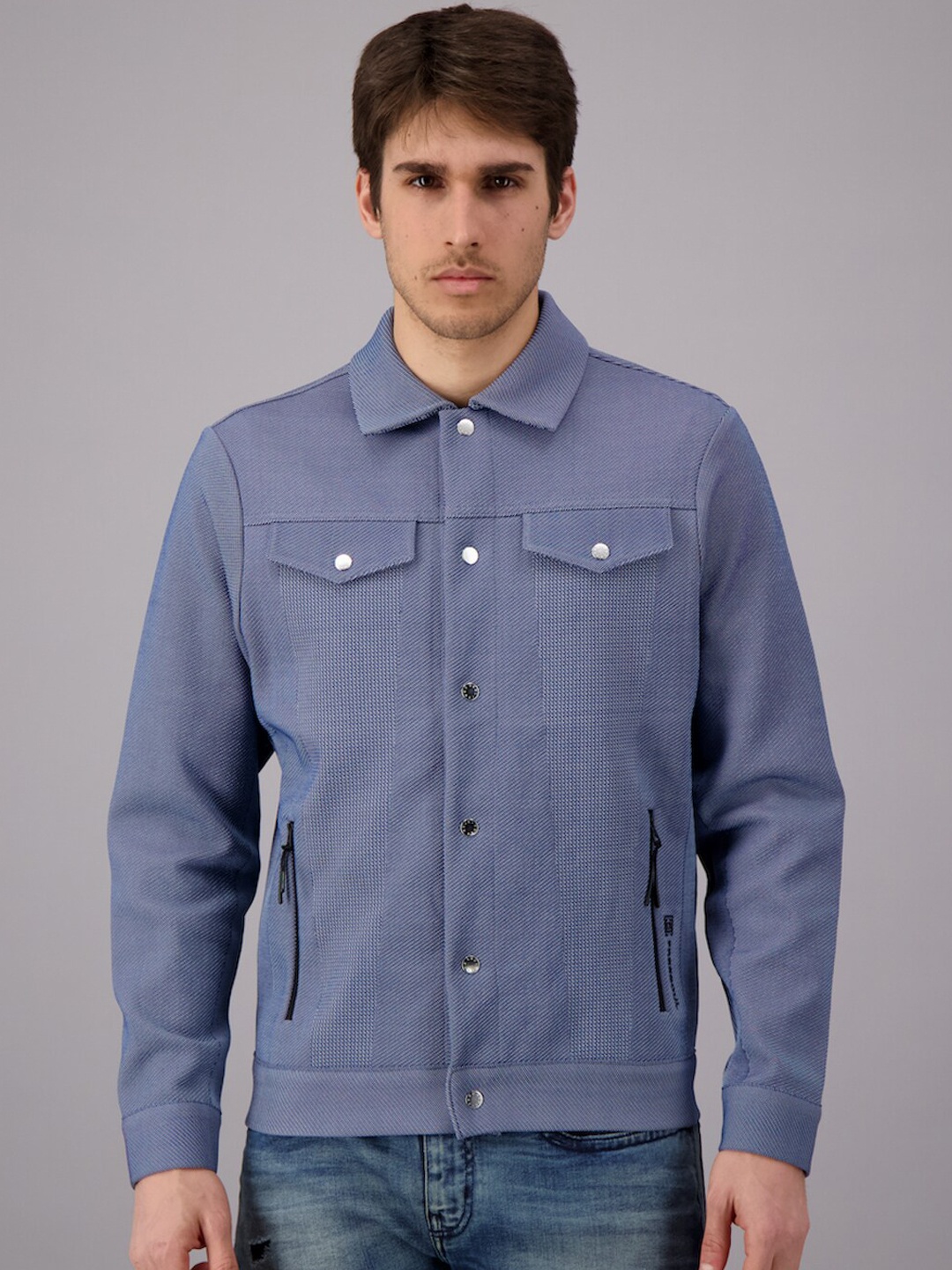 

FREESOUL Men Blue Solid Regular Denim Jacket