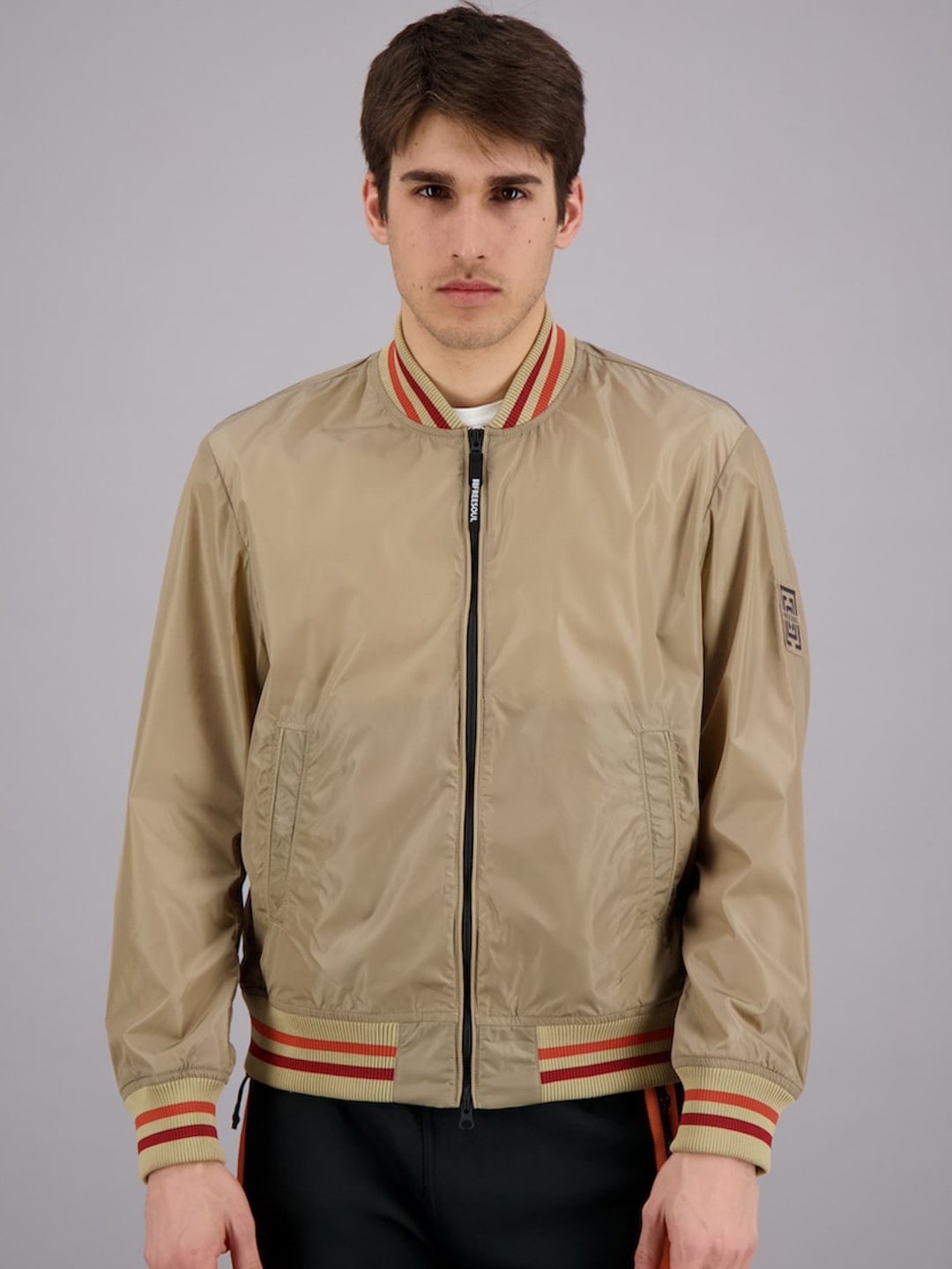 

FREESOUL Men Green Bomber Jacket