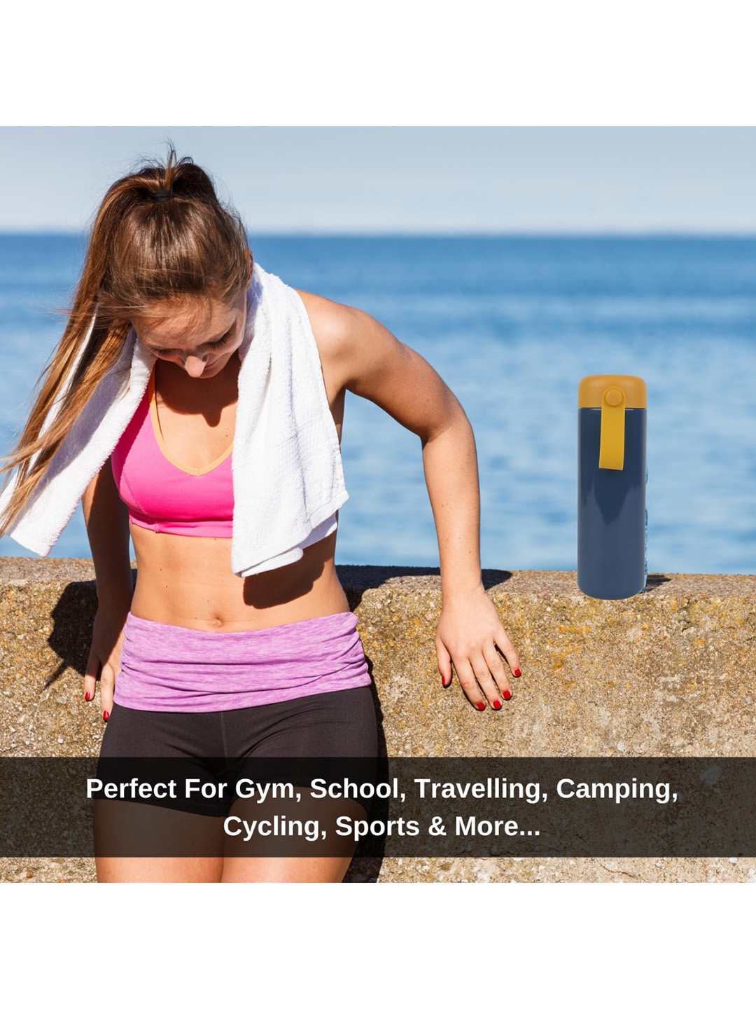 

iSWEVEN Blue & Yellow Solid Stainless Steel Water Bottle