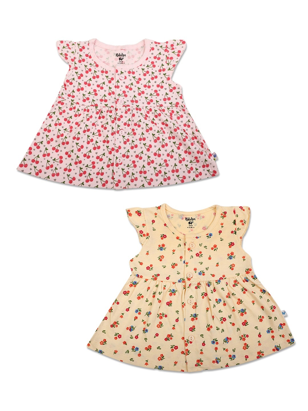 

V-Mart Girls Pink & Yellow Infant Floral Printed A-Line Dress