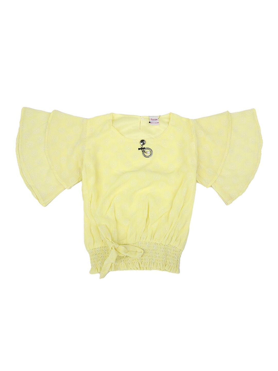 

V-Mart Girls Yellow Printed Top