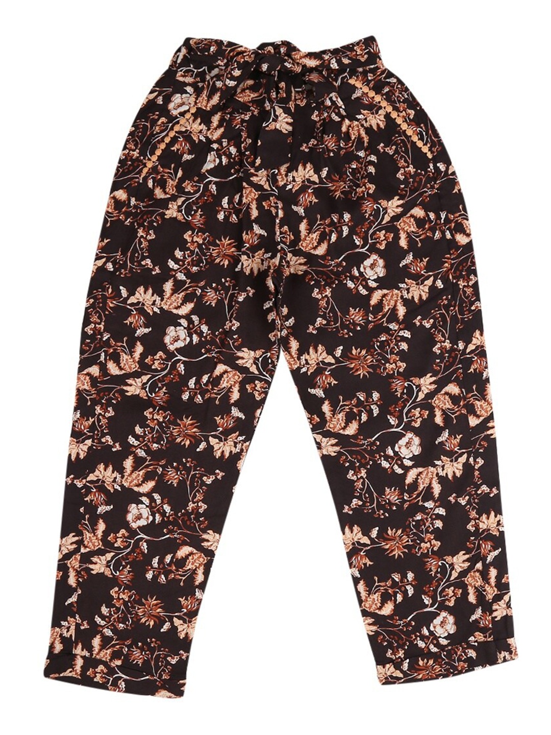 

V-Mart Girls Black & Beige Floral Print Lounge Pants