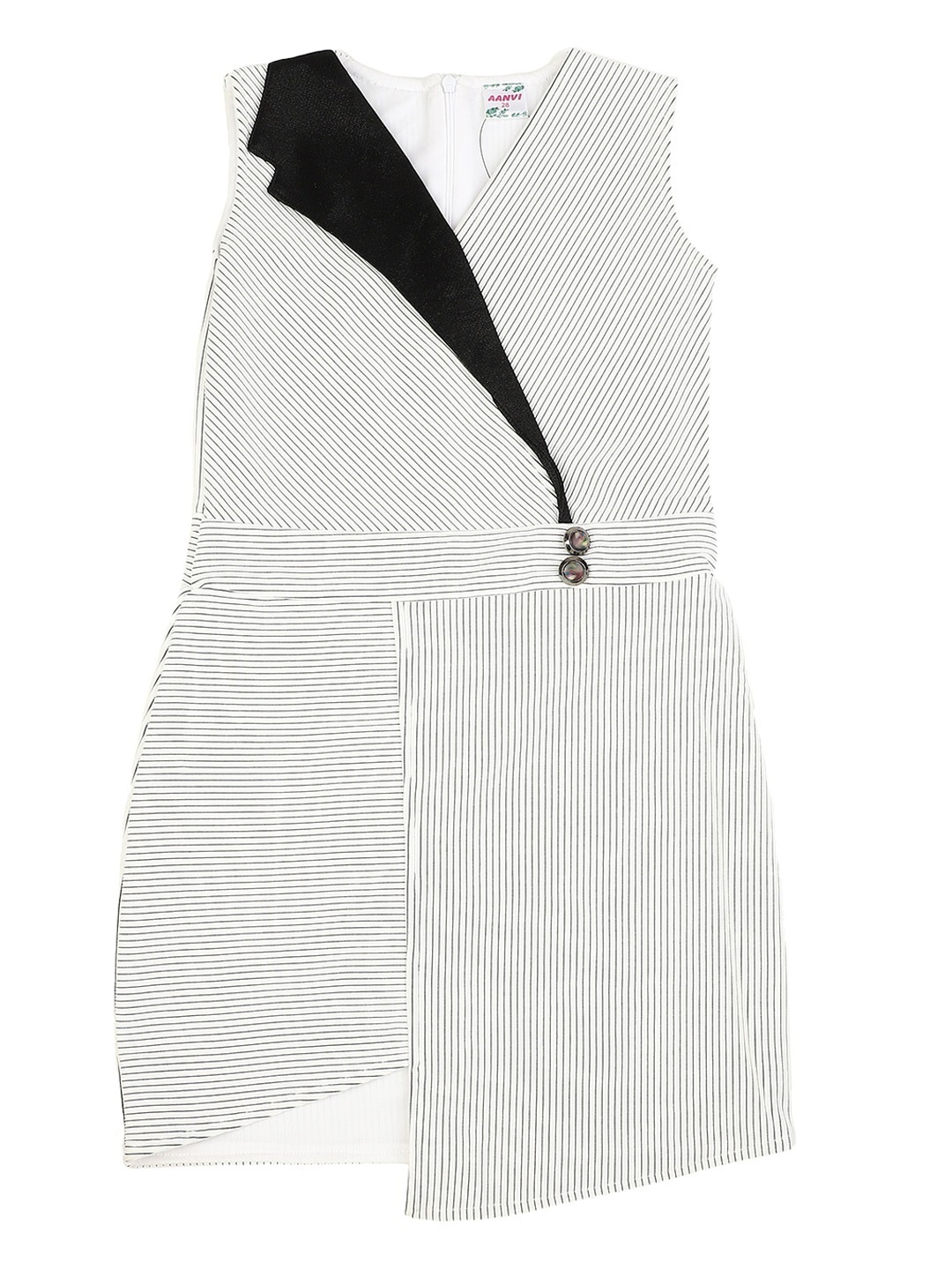 

V-Mart White Striped Wrap Dress