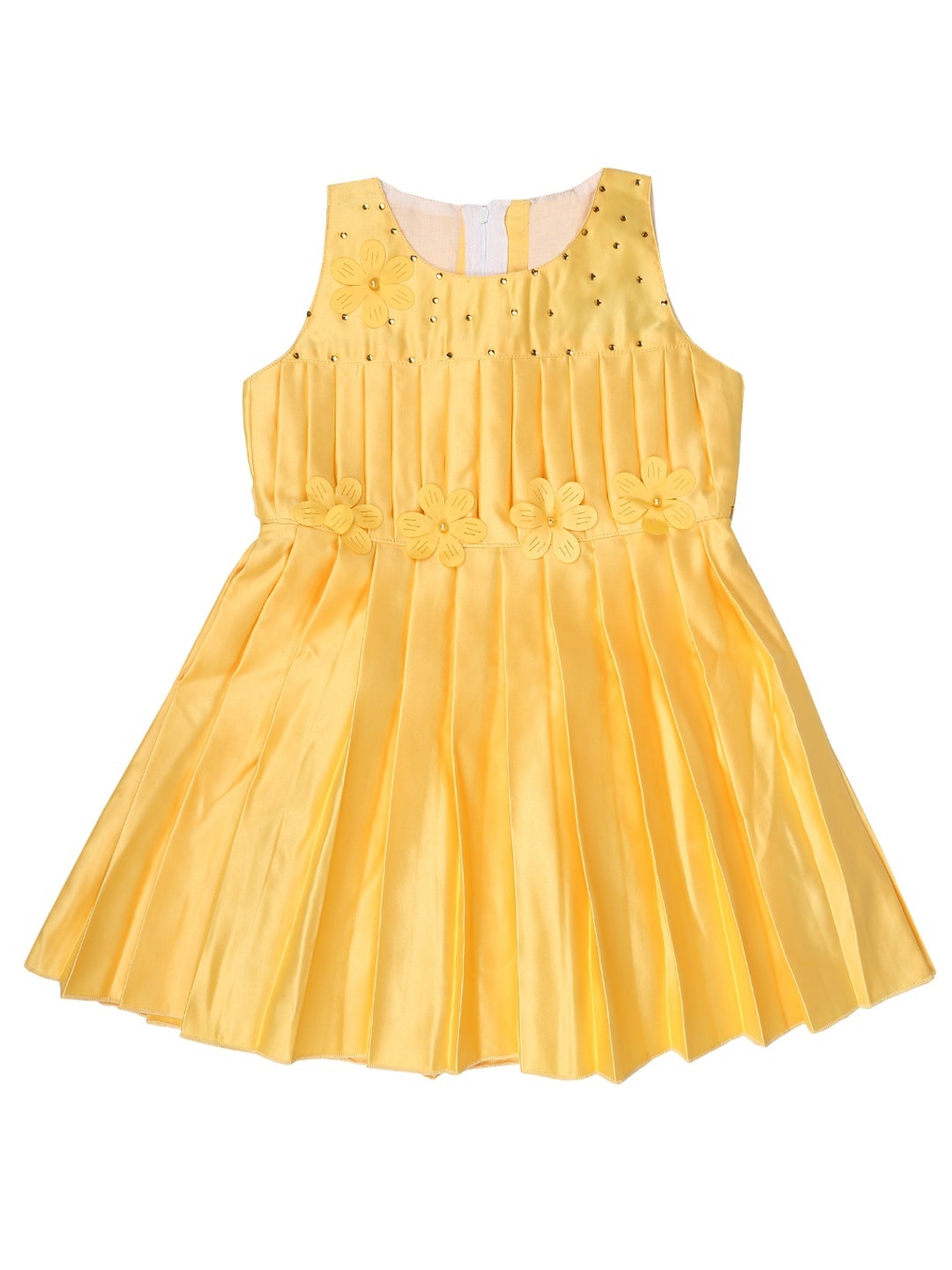 

V-Mart Mustard Yellow Embellished Fit and Flare Dress