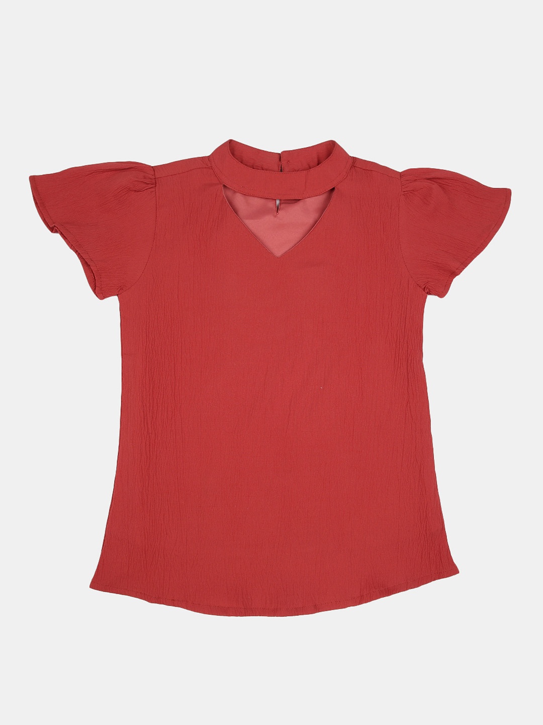 

V-Mart Girls Rust Solid Crepe Top