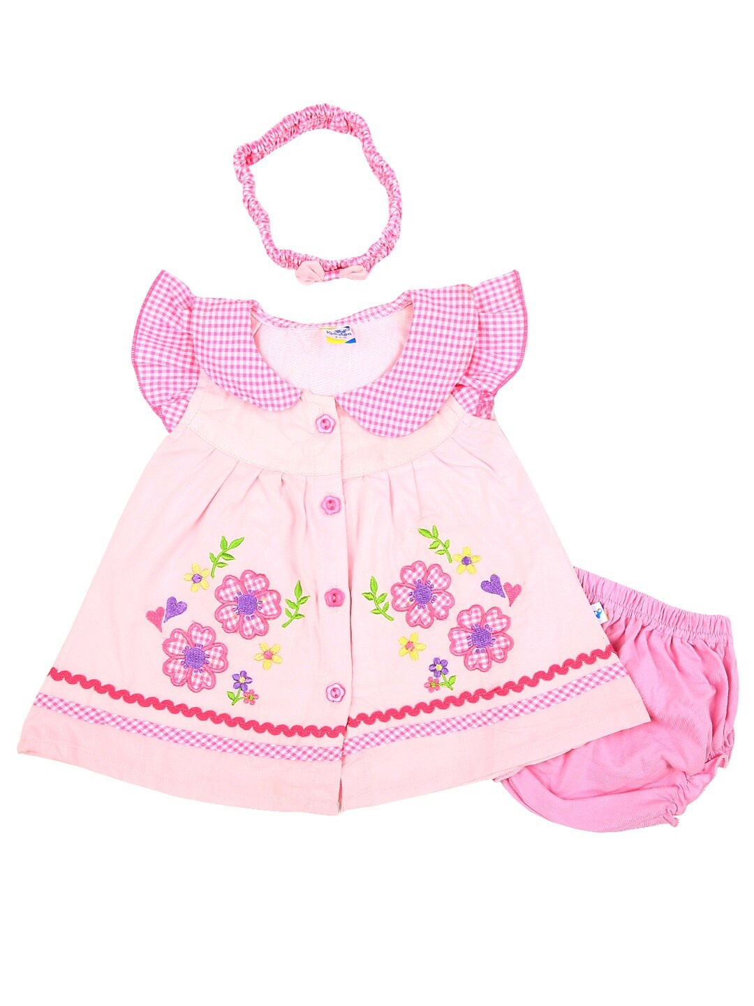 

V-Mart Girls Pink Floral Peter Pan Collar A-Line Dress