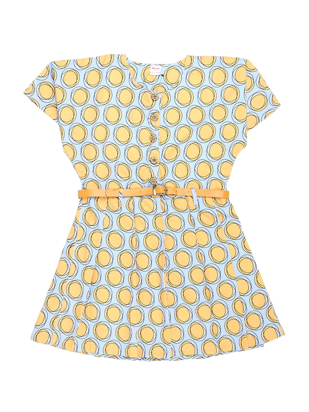 

V-Mart Girls Yellow Printed A-Line Dress