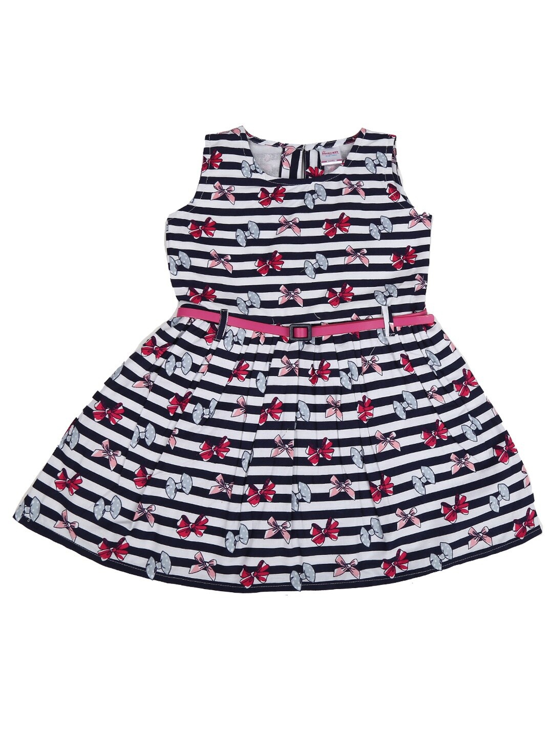 

V-Mart Girls White Striped A-Line Dress