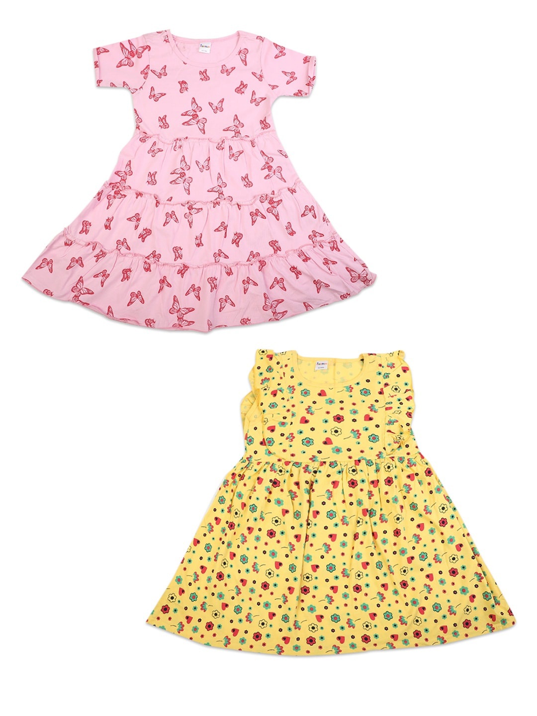

V-Mart Girls Pink & Yellow Floral A-Line Dress