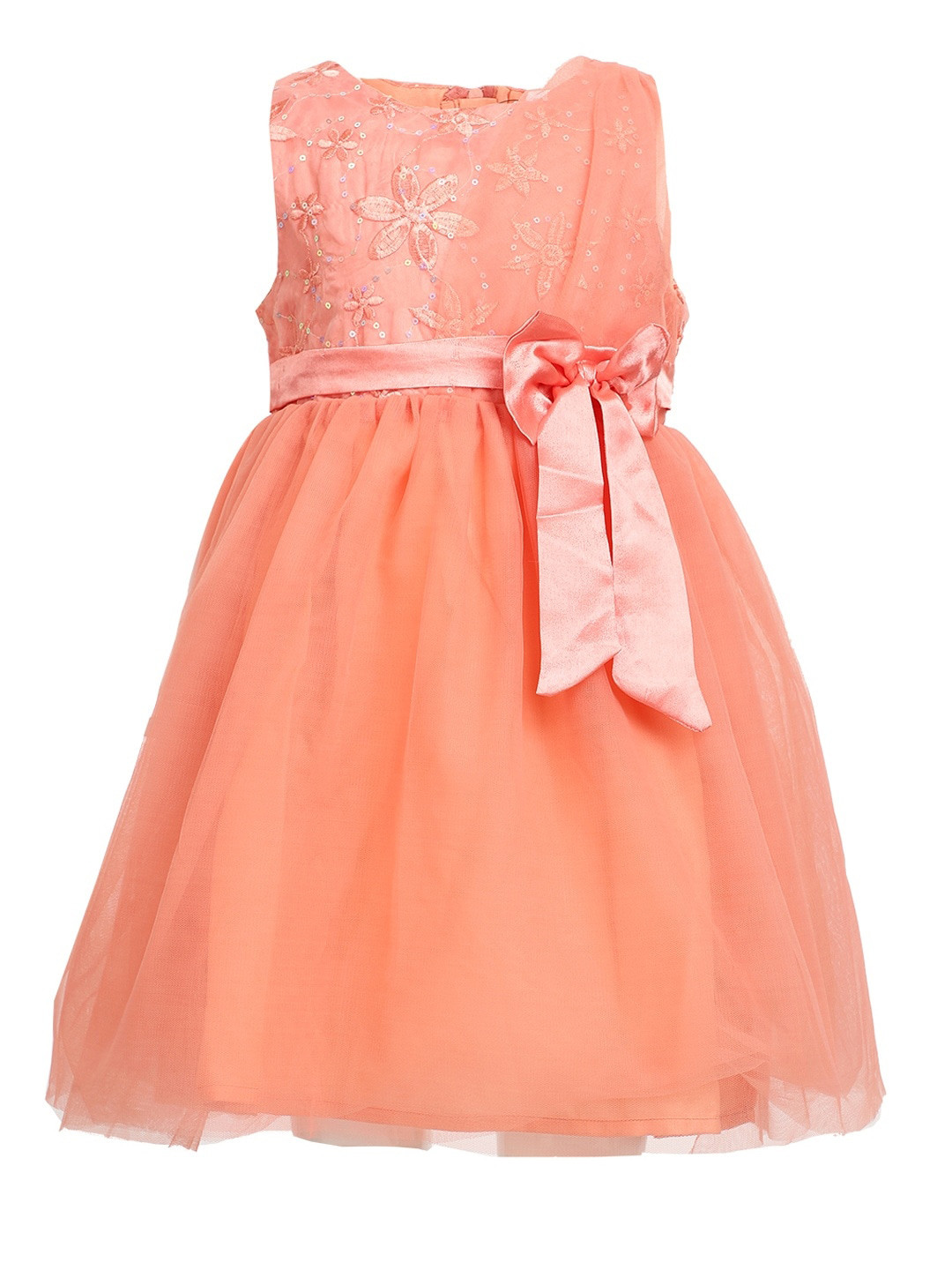 

V-Mart Peach-Coloured Embellished Fit and Flare Dress