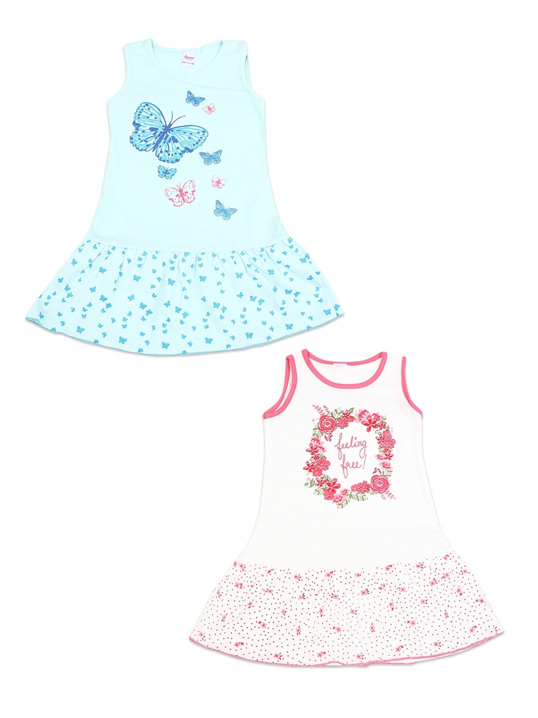 

V-Mart Turquoise Blue & White Pack of 2 Floral A-Line Dress