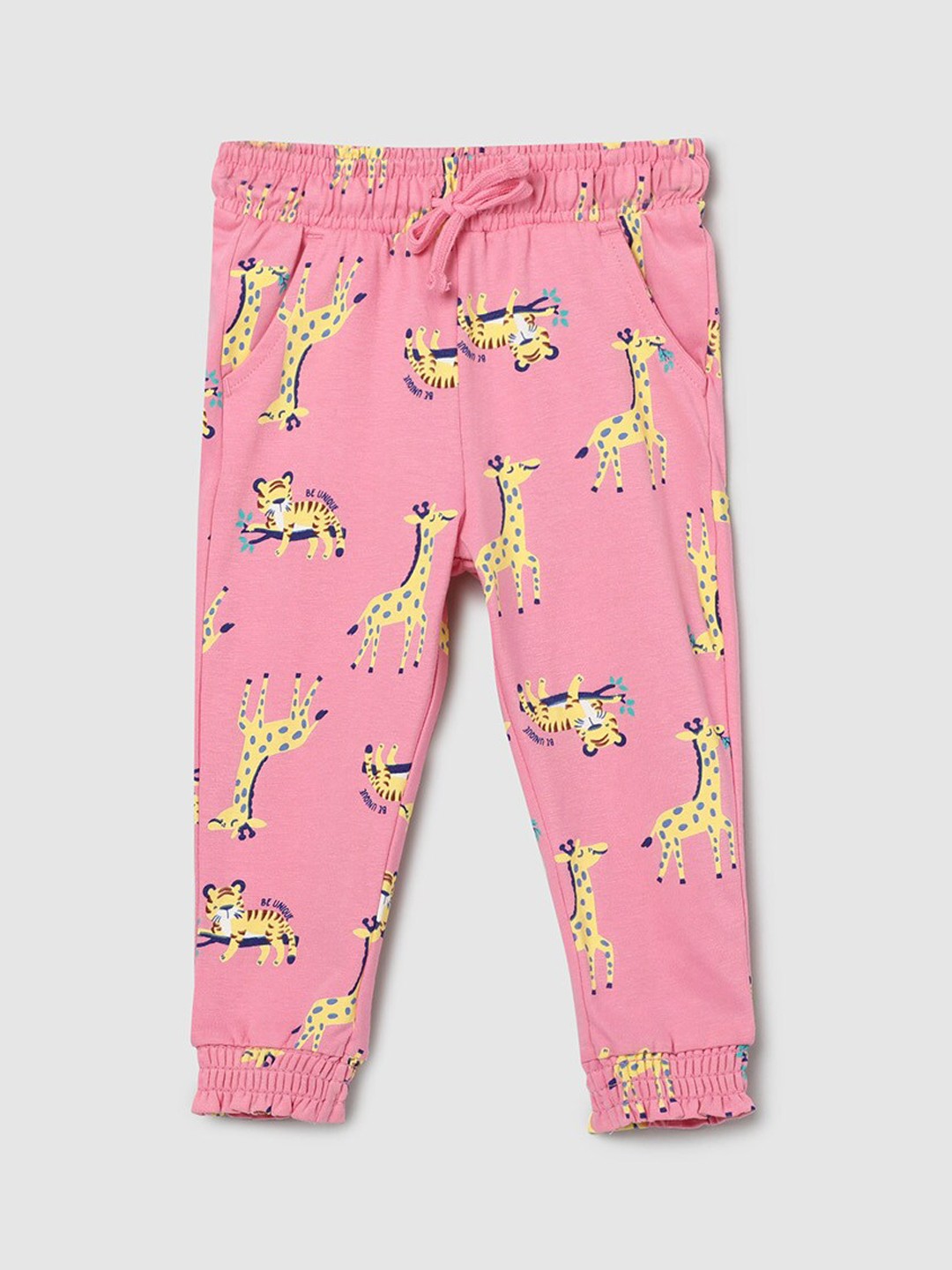 

max Girls Pink Printed Pure Cotton Joggers