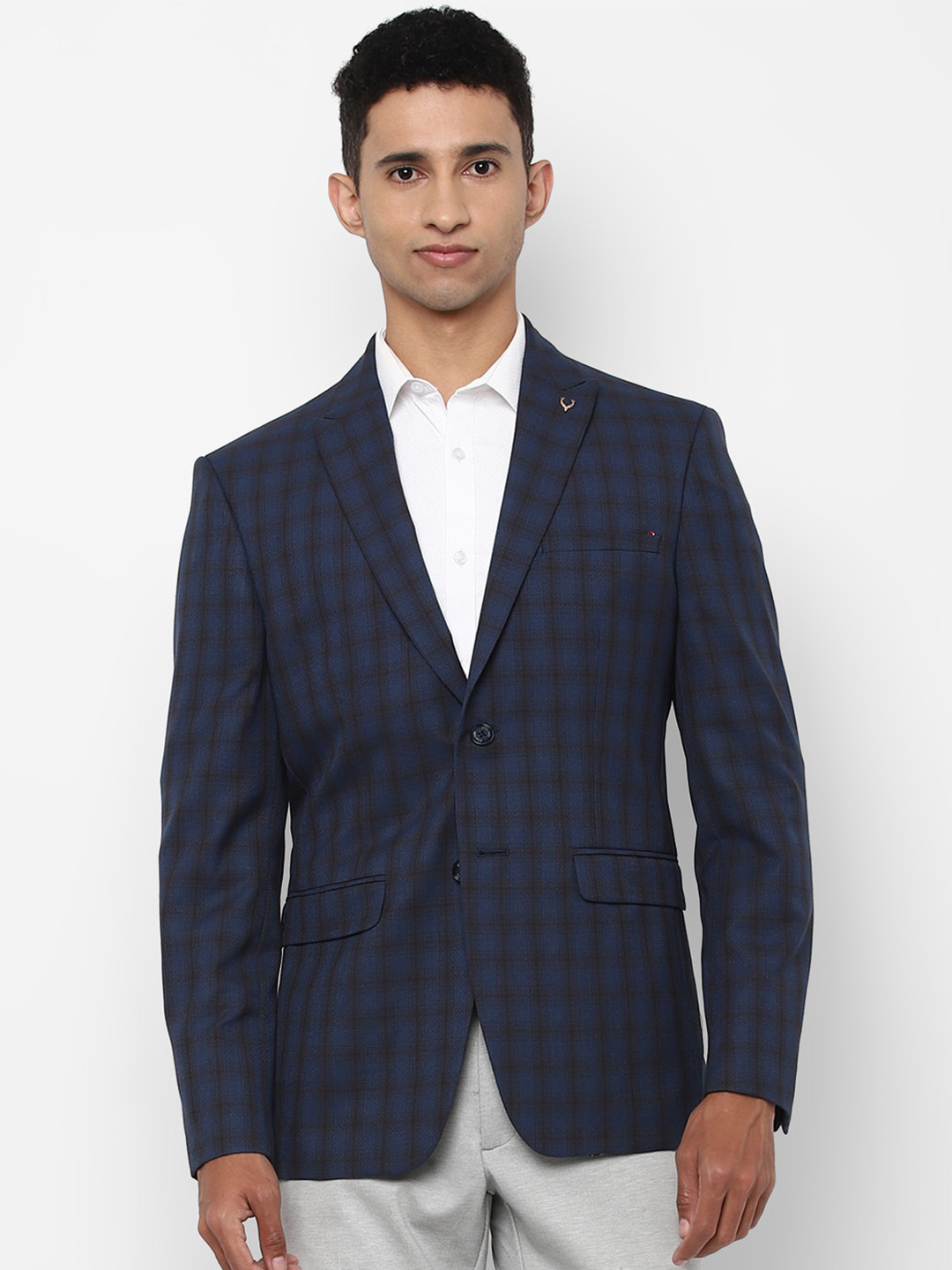 

Allen Solly Men Navy Blue Checked Single-Breasted Blazers