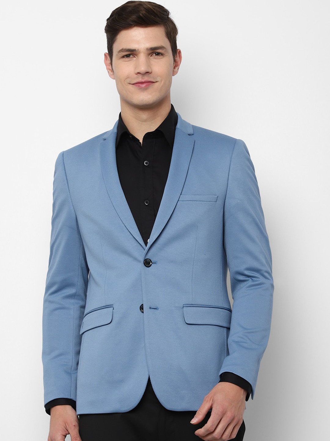 

Allen Solly Men Blue Textured Single-Breasted Slim-Fit Blazer