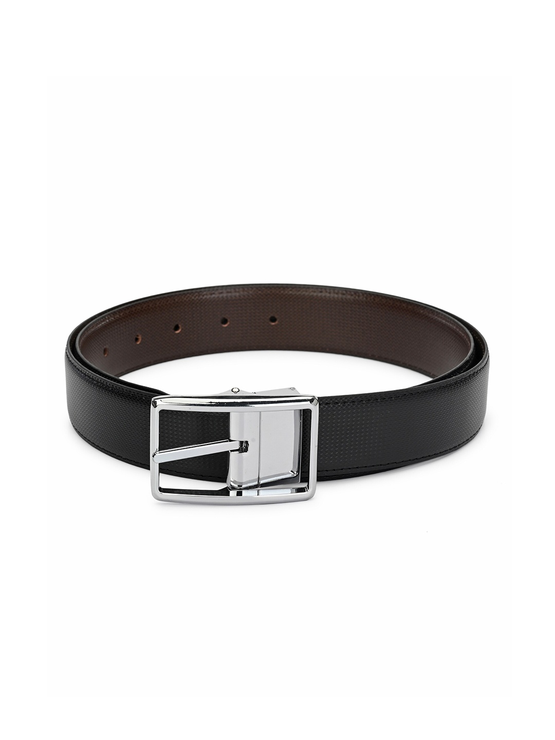

thickskin Men Black Textured Reversible PU Formal Belt