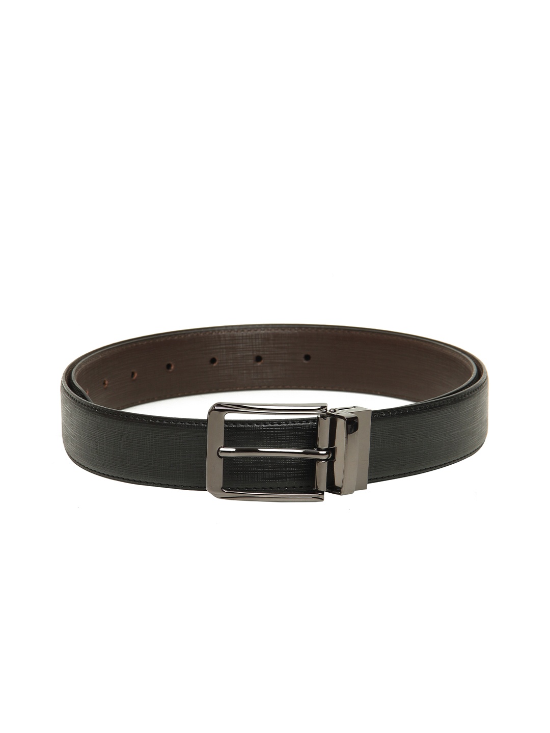 

thickskin Men Black Textured Formal Belt