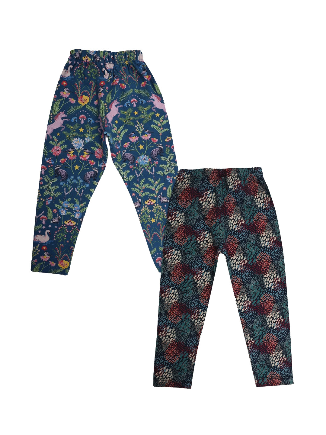 

V-Mart Girls Teal & Navy Blue Pack of 2 Printed Ankle-Length Leggings