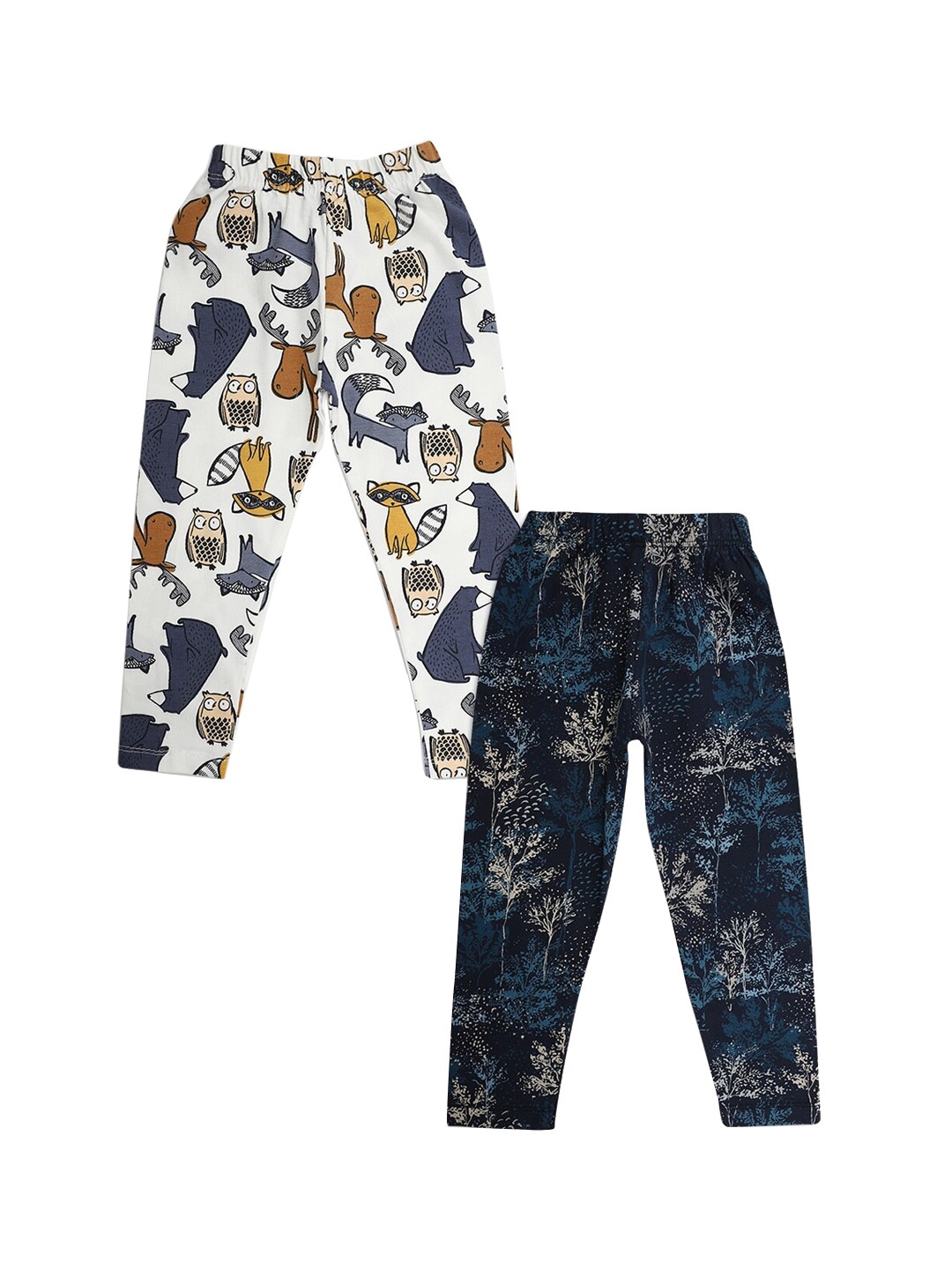 

V-Mart Girls White & Navy Blue Pack of 2 Printed Ankle-Length Leggings