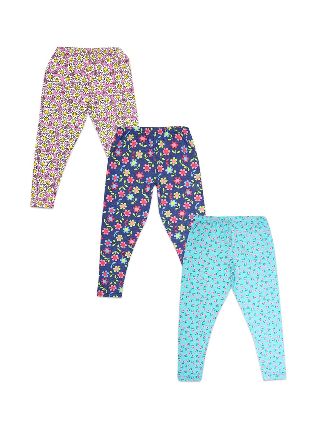 

V-Mart Girls Pack of 3 Printed Ankle-Length Leggings, Pink