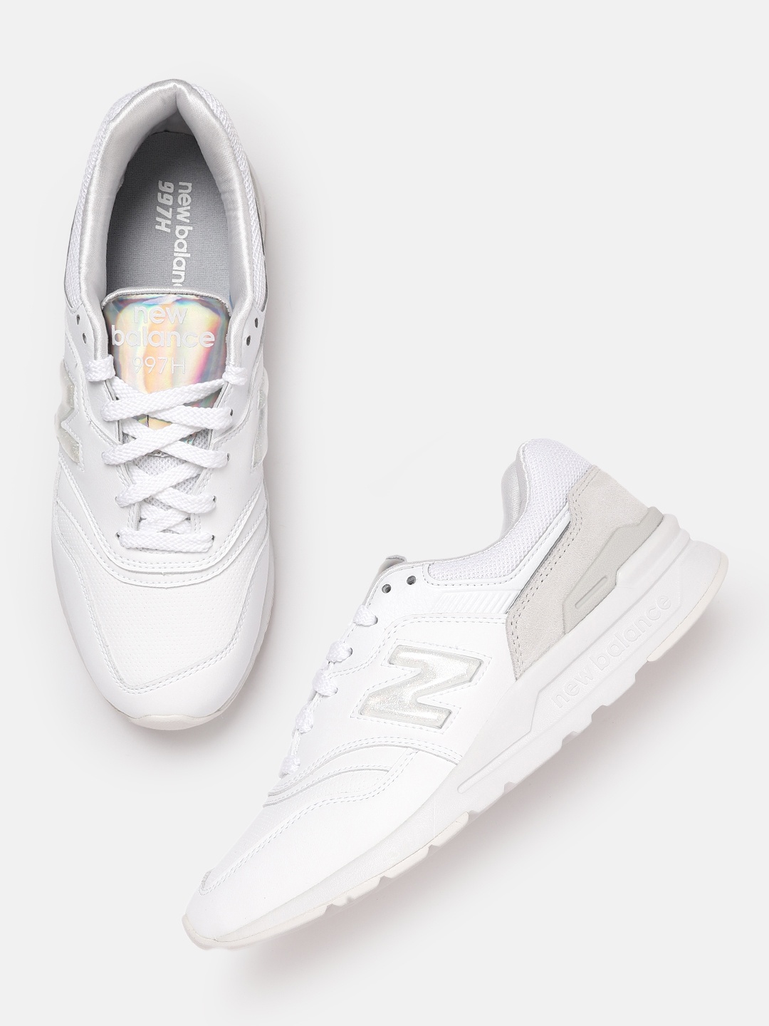 

New Balance Women White Perforated Sneakers