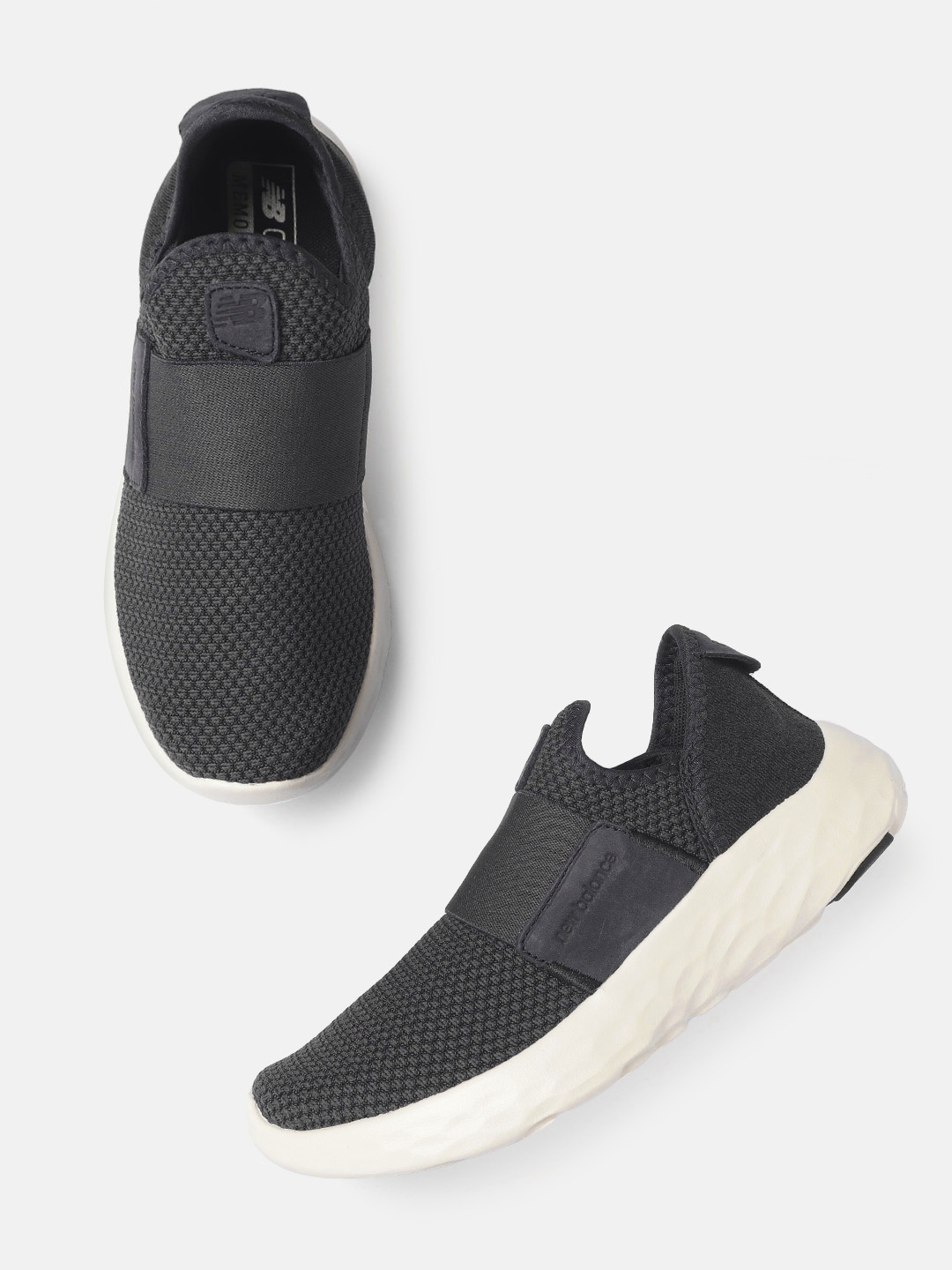 

New Balance Women Charcoal Grey Woven Design Slip-On Running Shoes