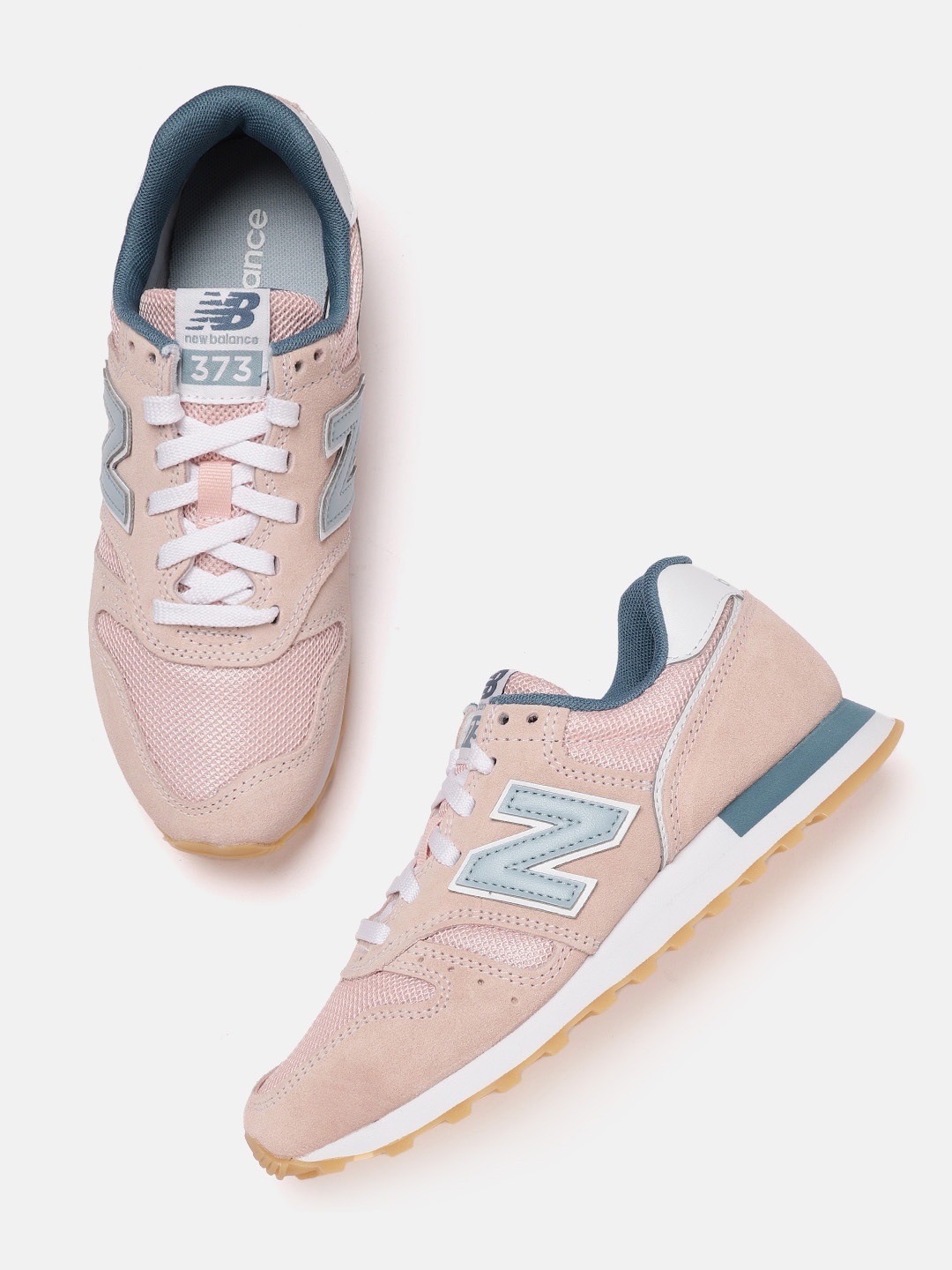 

New Balance Women Pink Woven Design Suede Sneakers