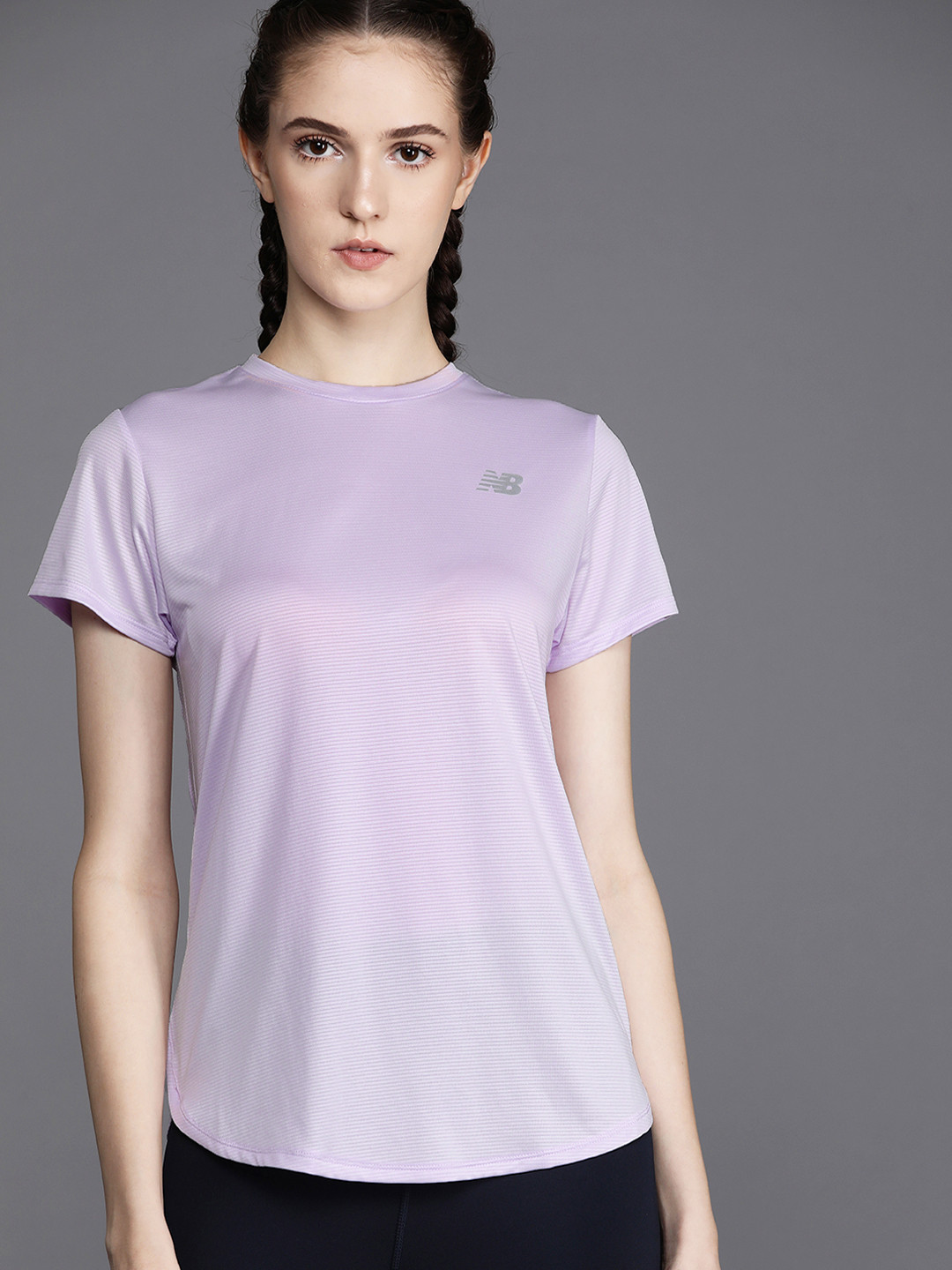 

New Balance Women Lavender Solid T-shirt