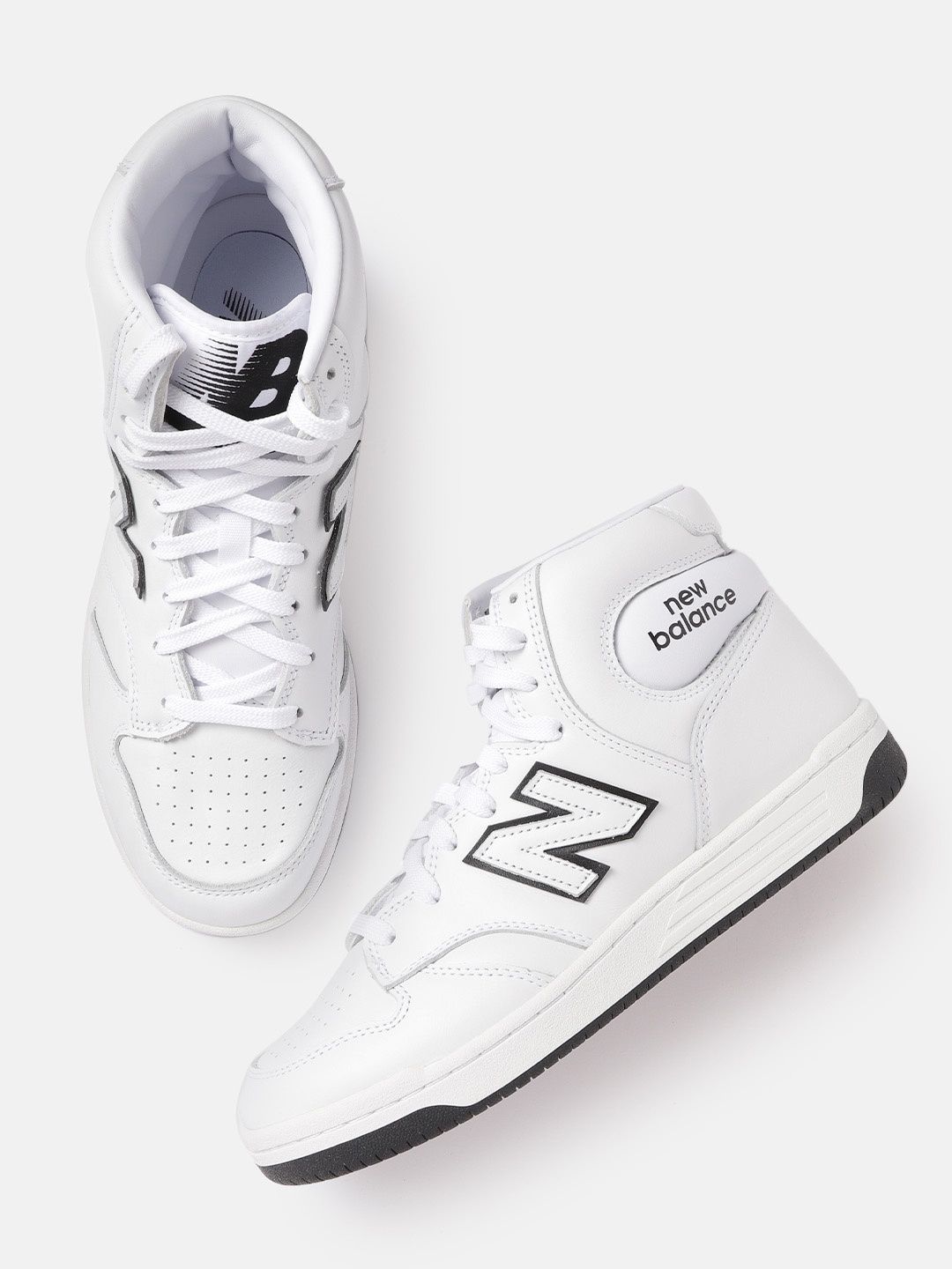 

New Balance Men White Solid Mid-Top Sneakers