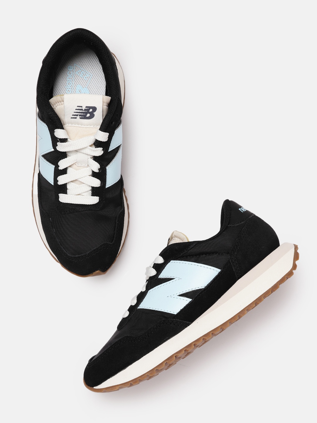 

New Balance Women Black & Blue Colourblocked Suede Sneakers