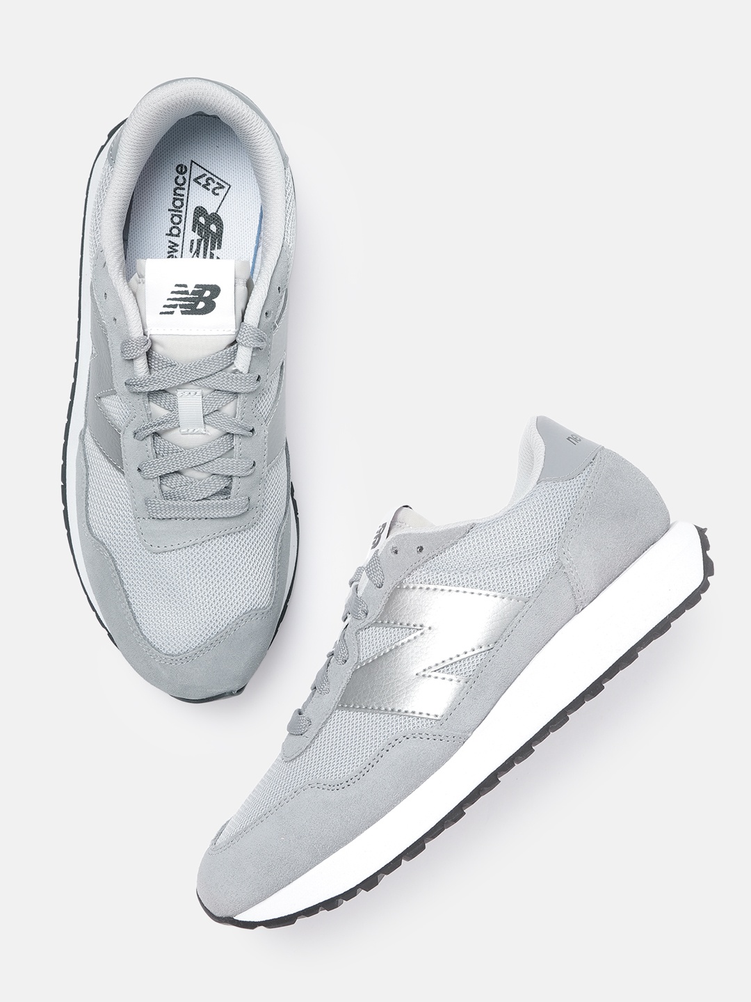 

New Balance Women Grey Woven Design Suede Sneakers