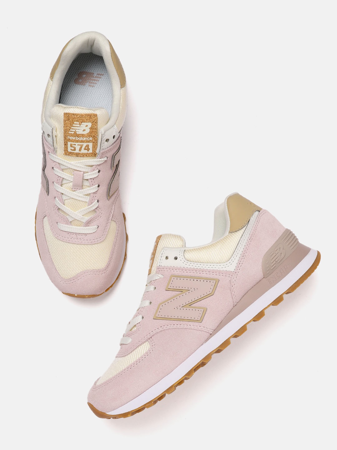 

New Balance Women Pink Woven Design Suede Sneakers