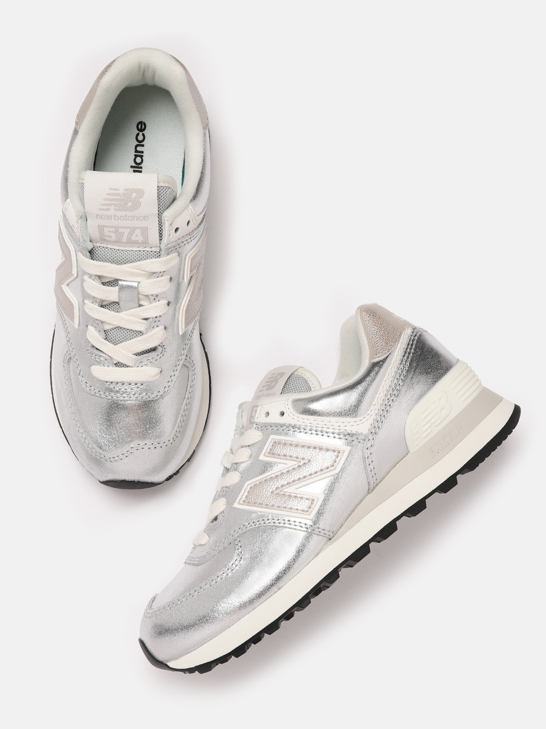 

New Balance Women Silver-Toned Solid Suede Sneakers