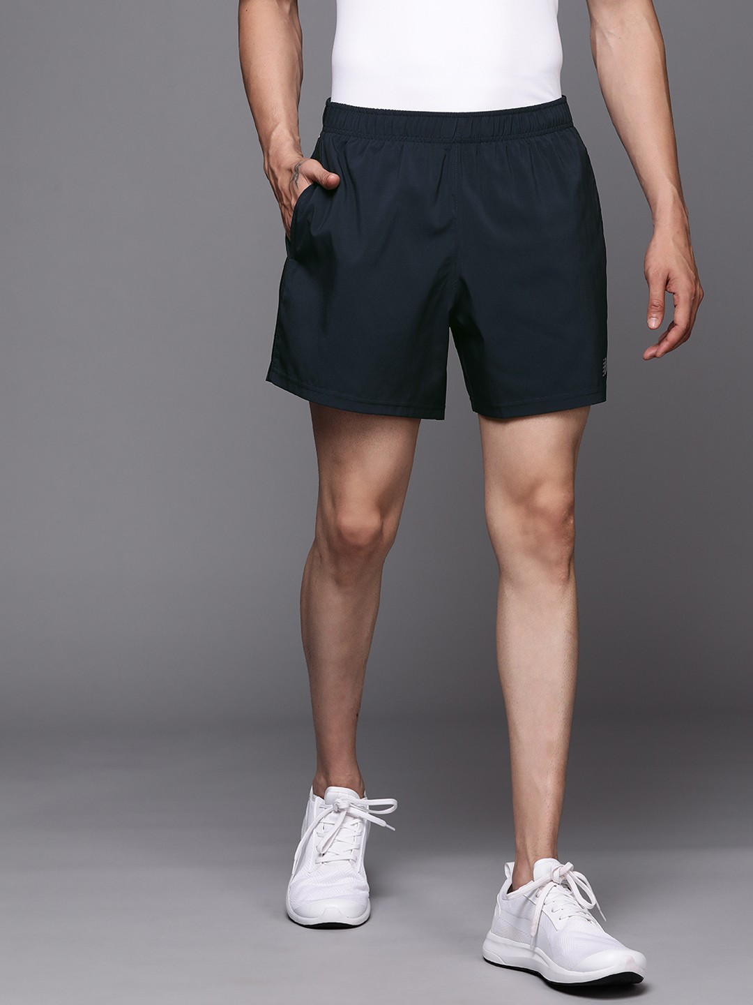 

New Balance Men Navy Blue Running Sports Shorts