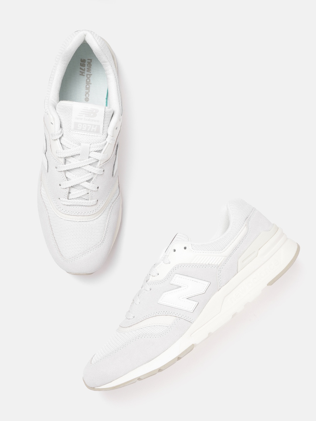 

New Balance Men Cream-Coloured & Grey Colourblocked Suede Sneakers