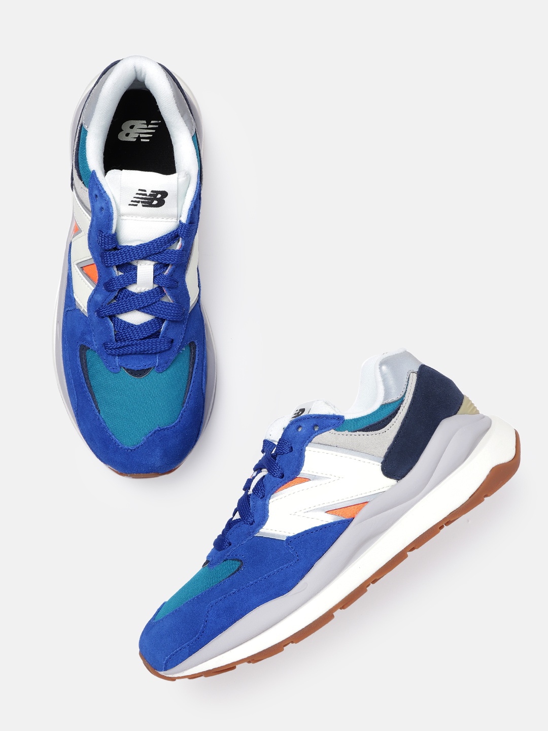 

New Balance Men Blue & White Colourblocked Suede Sneakers