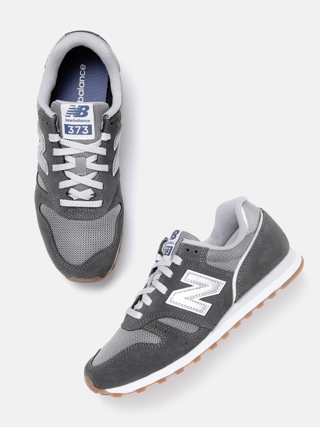 

New Balance Men Grey Colourblocked Suede Sneakers