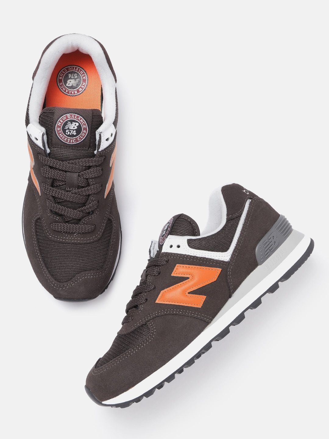 

New Balance Men Coffee Brown Woven Design Suede Sneakers